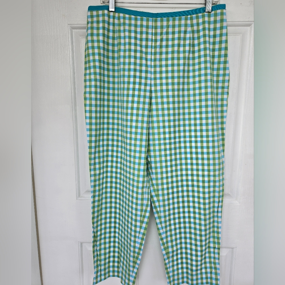 Talbots Green and Blue Chinos with Classic Check Pattern
